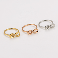 Bague en acier inoxydable avec diamant numéro 8 porte-bonheur, simplicité géométrique, bijoux faits à la main