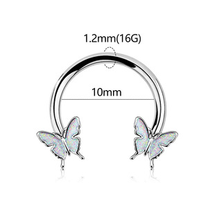 Anneau de nez papillon en acier inoxydable, piercing fer à cheval, bijou fantaisie, cadeau, accessoire de mode - Product Image 2