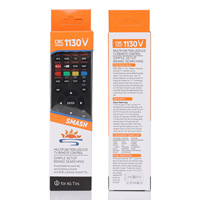 Télécommande universelle en plastique CRC1130V pour téléviseur LCD, code fixe, emballage en boîte