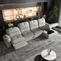 Canapé d'angle moderne en forme de L avec fonction de relaxation électrique et chaise longue de rangement, canapé multifonctionnel à mouvement électrique pour salon