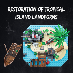 Bloques de Construcción, Escena de Arrecife <span class=keywords><strong>Pirata</strong></span> con Barco Pequeño, Ladrillos, Regalo para Principiantes, Decoración del Hogar para Niños - Product Image 2