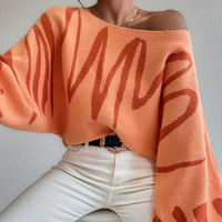 Nouveau pull en tricot surdimensionné pour femmes européennes et américaines, design à épaules dénudées et manches lanternes, personnalisation OEM ODM disponible