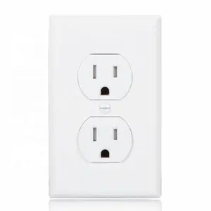 Plaque American Plug 1 gang Duplex Receptacle Cover Mid Size White Led Decoration