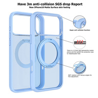 Coque magnétique transparente pour iPhone 18 Pro Max avec béquille en métal, anti-jaunissement, hybride PC TPU, antichoc
