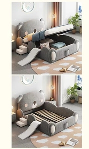 Cama Moderna y Cómoda con Diseño de Koala para Niños, con Tobogán, Tapizada, con Protección Anticaídas, Barandilla Completa Incluida, Cama de Madera de Lujo para Niños Pequeños - Product Image 6