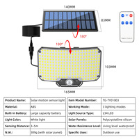 Lampe murale LED solaire CXS, étanche, à détection de mouvement, avec télécommande, pour rue/cour/garage, éclairage extérieur