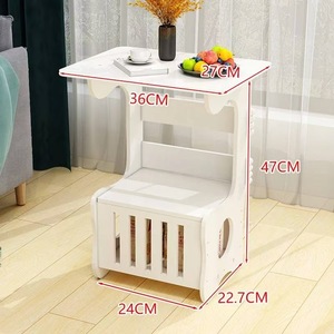 Mesa Auxiliar Estrecha con Estante de Almacenamiento, Mesa de Noche Delgada <span class=keywords><strong>para</strong></span> Espacios Pequeños, Sala de Estar, Dormitorio - Product Image 6