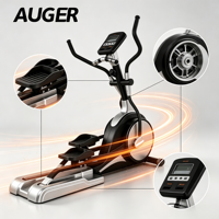 Appareil elliptique commercial AUGER, cross-trainer à double rail avec moniteur de fréquence cardiaque et pédales larges antidérapantes AUGER