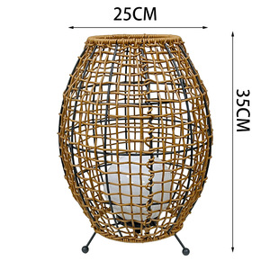Lampe LED d'extérieur en rotin rechargeable et portable pour jardin, éclairage paysager pour villa, terrasse, lampe décorative au sol - Product Image 4