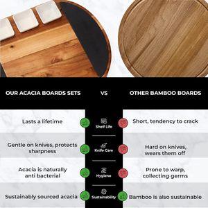 Plateaux de charcuterie ovales en bois d'acacia personnalisés, ensemble de couteaux et boîte cadeau pour l'inauguration de la maison, la nouvelle maison, un mariage ou une fête prénuptiale - Product Image 4