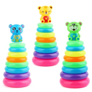 Early educational creative DIY puzzle stacking plastic ring toys tower block toy