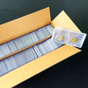 Archivalpro Transparent Wholesale PACK 100pcs 2x2 2.5x2.5 Double <strong>Pocket</strong> 0.17mm PVC Secure <strong>Plastic</strong> Storage Holder Coin Flips - Product Image 3