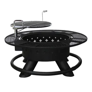 Outdoor Wood Burning Fire Pit with Removable Cooking Grill black
