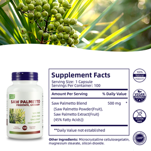 Prémio Saw Palmetto Suplemento Suporte Saudável Resposta Inflamatória Suplemento para Homens 100 Cápsulas Saw Palmetto Cápsulas - Product Image 2