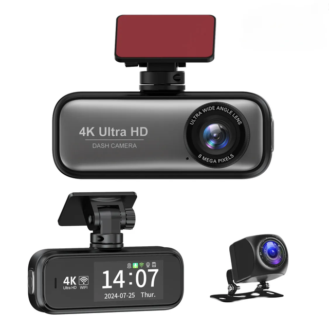 MINI Car Dash Cam Dual Lens 4K+1080p IPS Screen GPS WiFi Front/Rear Black Box Recorder