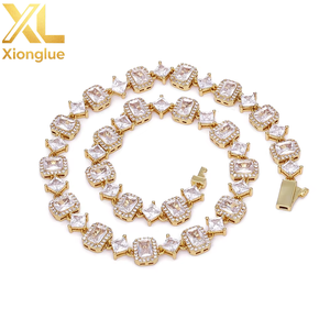 Iced Out 10MM Square Clustered Tennis <b>Chain</b> Necklace Hop Jewelry Rhombus Shape Zircons <b>Chain</b> Necklace for Women Gift - Product Image 6