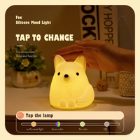 Lampe de nuit LED en silicone en forme de renard Kawaii, mini, rechargeable par USB, 7 couleurs, blanc chaud, lampe pour enfants