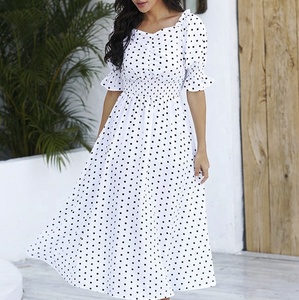 TongRui 2023 abito estivo all'ingrosso abito longuette bianco manica <span class=keywords><strong>principessa</strong></span> elastico in vita vestito da <span class=keywords><strong>donna</strong></span> sciolto - Product Image 3