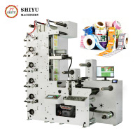 Machine d'impression flexographique automatique pour étiquettes adhésives en papier kraft, film plastique BOPP, OPP, PE, CPP, PVC, feuille d'aluminium, 4 à 5 couleurs