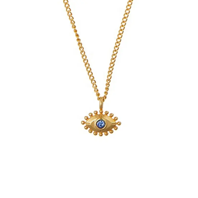 Milskye trendy 925 sterling silver sapphire evil eye blue stone necklace