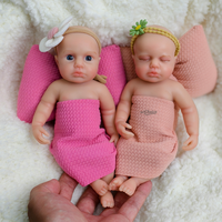 8 "Real Soft Ganzkörper Silikon Reborn Dolls Neugeborene Mini Baby Girl Twins Modisches Kinderspiel zeug