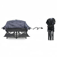 Fauteuil inclinable portable en tissu Oxford double, pliable, de luxe, avec repose-pieds pour les loisirs en plein air, structure en métal