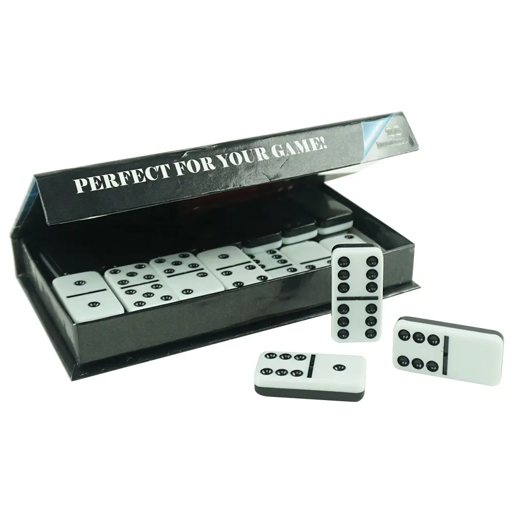 Novo domino duplo seis-preto & branco, dois tons, mesas, colorido, dominoes, modelo 5010, jogo com cartão embalagem