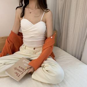 Top Crop da Donna in <span class=keywords><strong>Cotone</strong></span> Senza Maniche con Incrocio sul Petto e Imbottitura, Stile Aderente alla Moda - Product Image 4