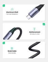 Kabel UGREEN USB C 3.1 Gen 2 10Gbps USB C ke USB C, Kabel Output Video 4K, Pengisian Daya Cepat 100W Power Delivery