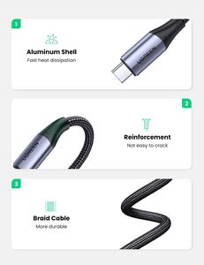 Cable <span class=keywords><strong>USB</strong></span> <span class=keywords><strong>C</strong></span> a <span class=keywords><strong>USB</strong></span> <span class=keywords><strong>C</strong></span> UGREEN <span class=keywords><strong>USB</strong></span> <span class=keywords><strong>C</strong></span> 3.1 Gen 2 de 10 Gbps, Cable de Salida de Video 4K, Carga Rápida, Entrega de Energía de 100 W - Product Image 6