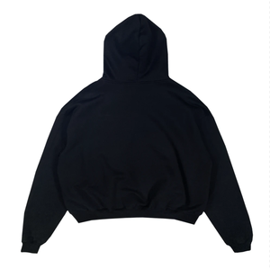 Sweat à capuche homme personnalisé avec logo, streetwear, épais, vierge, vente en gros, coupe oversize, 100% coton, noir, sans cordon - Product Image 2