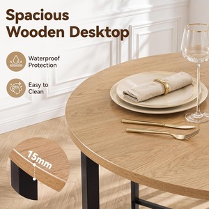 Juego de mesa y sillas de comedor redondas minimalistas modernas (cinco piezas), mesa redonda pequeña de imitación madera, ideal para apartamentos de alquiler. - Product Image 3