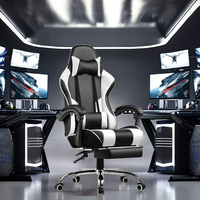 Chaise de jeu d'ordinateur de course ergonomique pivotante en cuir pour hommes bon marché bleue chaise de jeu led Silla Gamer rgb avec repose-pieds