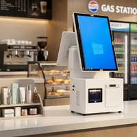 Système de point de vente tout-en-un WUXIN I5-3ème génération à double écran avec Bluetooth 5.2 WiFi6 NFC pour caisse enregistreuse de supermarché