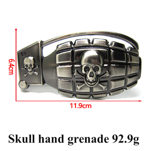 Hebilla de Cinturón con Diseño de Calavera y <span class=keywords><strong>Granada</strong></span> <span class=keywords><strong>3D</strong></span>, Estilo Punk Rock Occidental, Aleación de Zinc Resistente, Sin Níquel, con Recubrimiento Antioxidante - Product Image 2