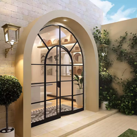 Puerta de Arco de Hierro con Marco de Acero y Vidrio Negro Curvo Interno Personalizado Estándar de Australia en Venta