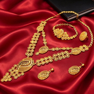 Conjunto de joias de noiva TIANSHE Arábia Saudita: Colar longo, pulseira, brincos e anel (4 peças) - Pronta Entrega - Product Image 3