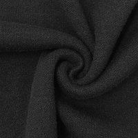 Pull en maille uni noir à col montant pour femme, avec épaules tombantes et manches longues à revers côtelés, coupe décontractée et décontracté