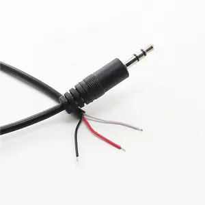 3 Kutub 3.5Mm Konektor TRS Ke Kabel Timah Kawat Telanjang