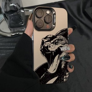 Custodia per telefono di lusso nera effetto serpente OEM di fabbrica per <span class=keywords><strong>iPhone</strong></span> 17 16 15 14 13 <span class=keywords><strong>12</strong></span> 11 Pro XR XS 7 8 Plus <span class=keywords><strong>MINI</strong></span> Y2K, cover posteriore opaca anti-caduta - Product Image 1
