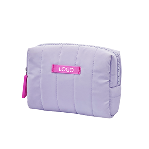Water-resistance Padded Pink Polyester Makeup <strong>Bag</strong> Custom Logo OEM Wholesale Beauty Pouch Promotional Quilted Small <strong>Cosmetic</strong> <strong>Bag</strong> - Product Image 1