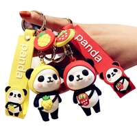 Promotionele Leuke Vis Perzik Aardbei Ananas Panda Sleutelhanger Aangepaste Metalen Sleutelhanger 3D Silicon Bear Sleutelhanger Gift