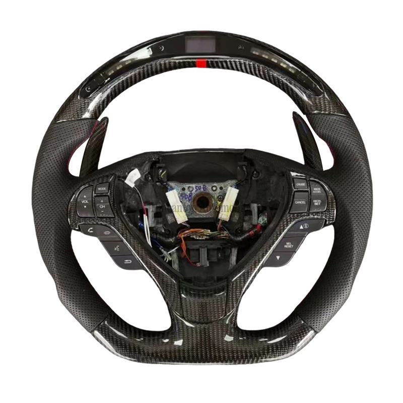 Carbon+Leather+Led+Buttons Paddles+Red Stitching