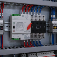 Inverseur PV triphasé/monophasé 2P sur rail DIN avec commutateur de transfert automatique double alimentation 63A/125A, pouvoir de coupure 3kA, IP20, industriel