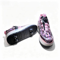 Chaussures de roller LED pour filles et enfants avec lumières, pour patins à roulettes 2 en 1 avec roues en PU