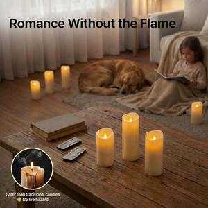 Bougies LED sans flamme, alimentées par piles, étanches, écologiques, en plastique, décoration intérieure et extérieure, télécommande 10 touches - Product Image 2