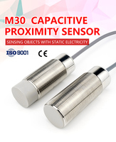Capteur de proximité capacitif M30, interrupteur DC 10-30V, capteur cylindrique réglable en laiton nickelé