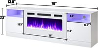 Meuble TV Cheminée avec Lumière LED, Centre de Divertissement et Rangement, Console TV Média en Bois Moderne avec Armoire Éclairée