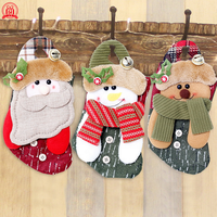 Grosir stoking Natal kaus kaki Santa baru trendi stoking Natal dekorasi rumah ornamen Pesta