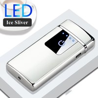 Briquet électrique de luxe à écran tactile en métal, rechargeable par USB, double arc plasma, rechargeable, logo personnalisé